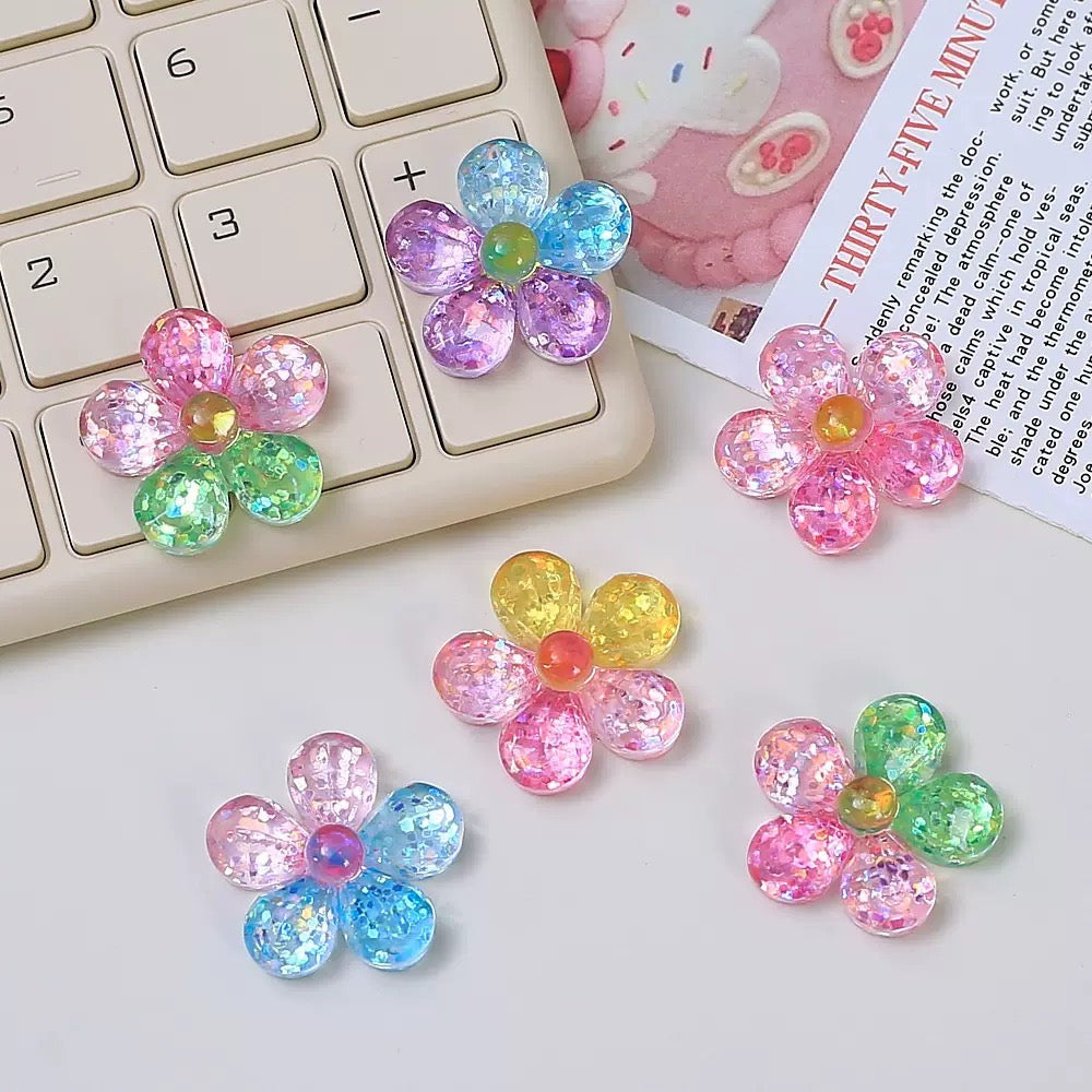 Transparent Crystal Flowers Charms