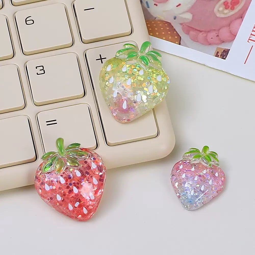 Two Size Crystal Strawberry Charms