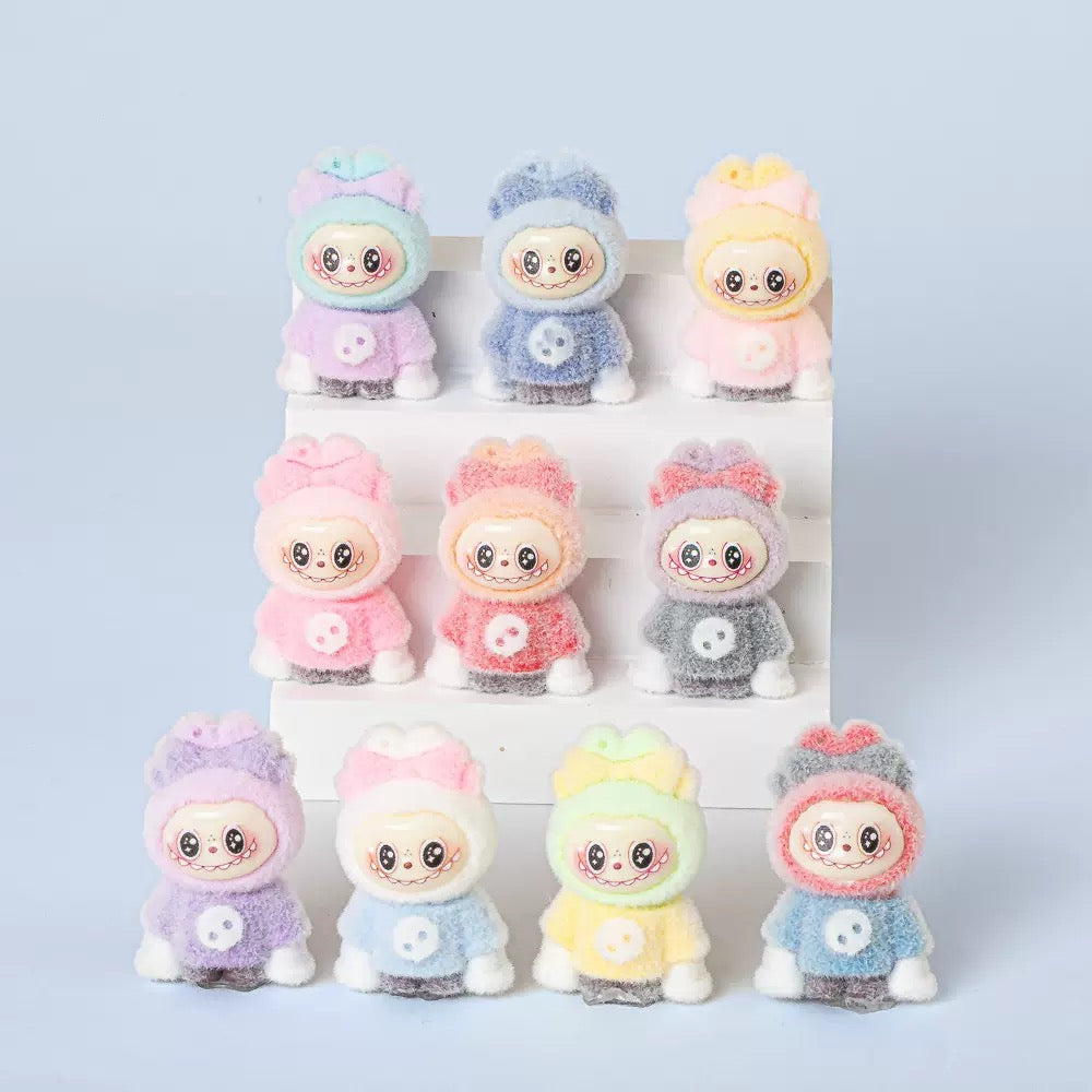 3D Flocked Labubu Dress Up Toy Figurine