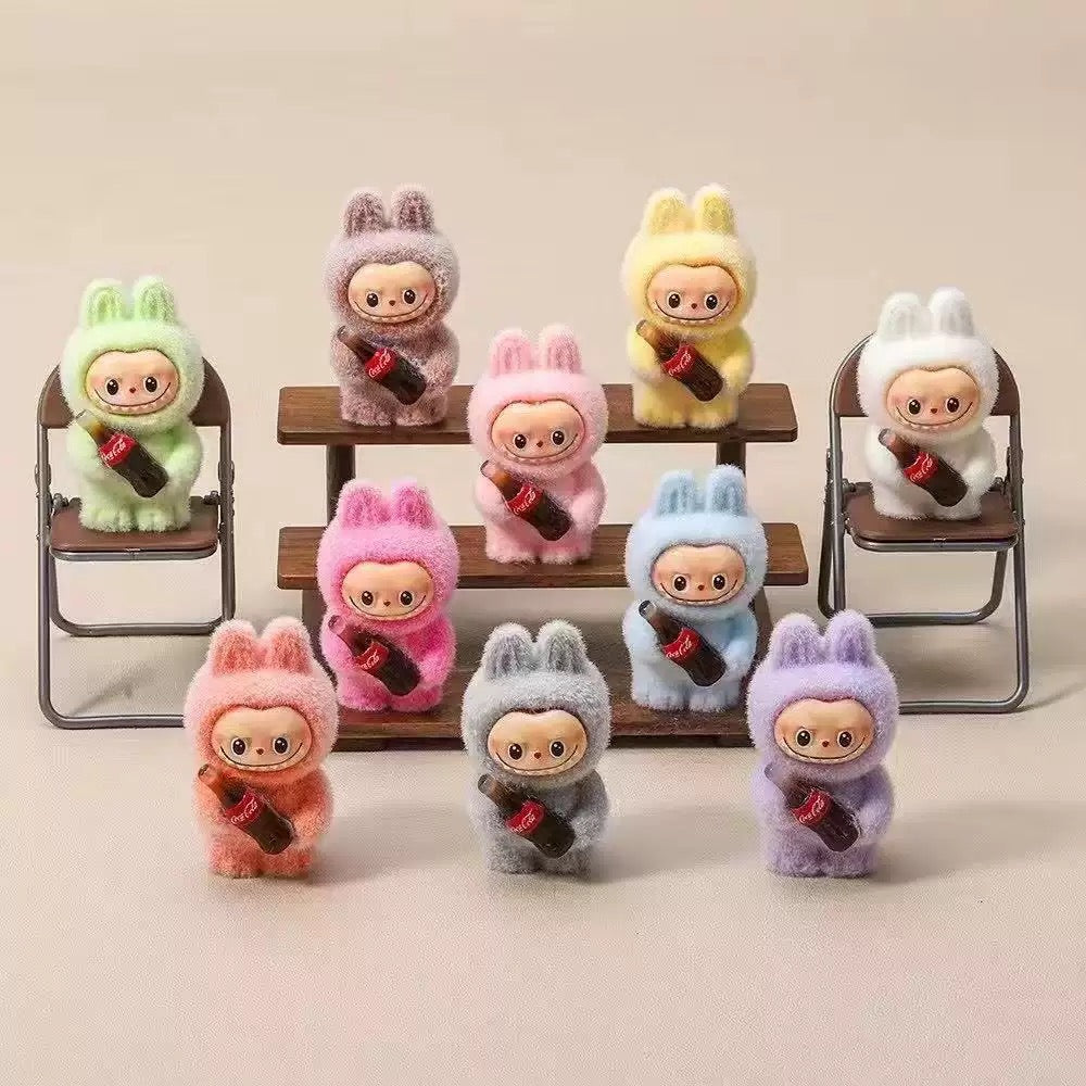 3D Flocked Labubu Cola Bottle Toy Figurine