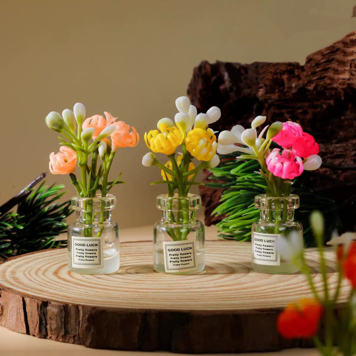 Luminous Glass Bottle Flower Charm