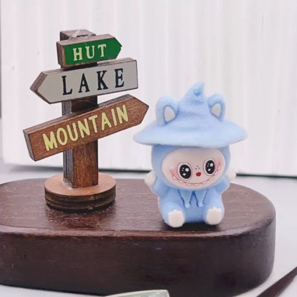 3D Flocked Labubu Halloween Witch Figurine