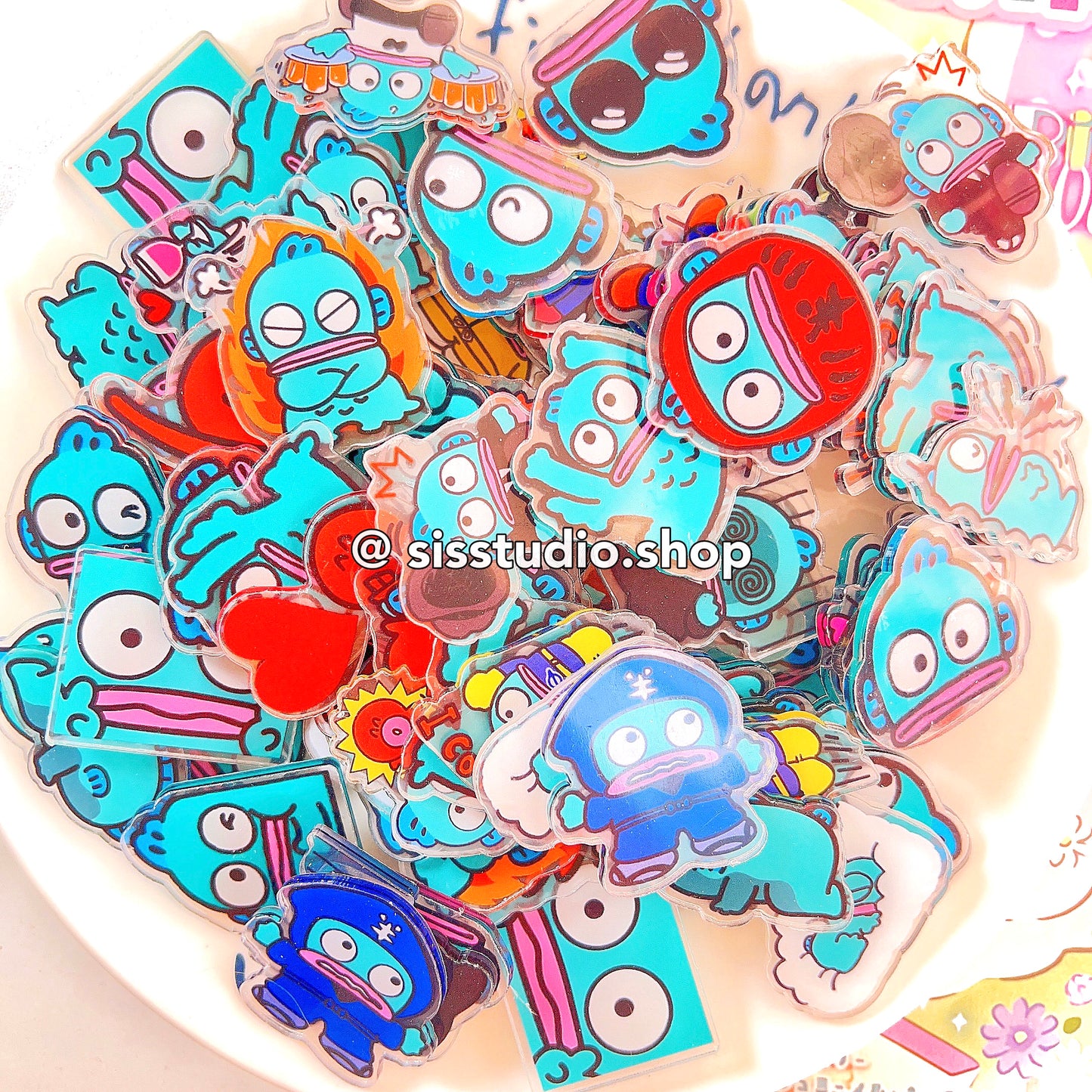 Hangyodon Acrílico transparente de doble cara