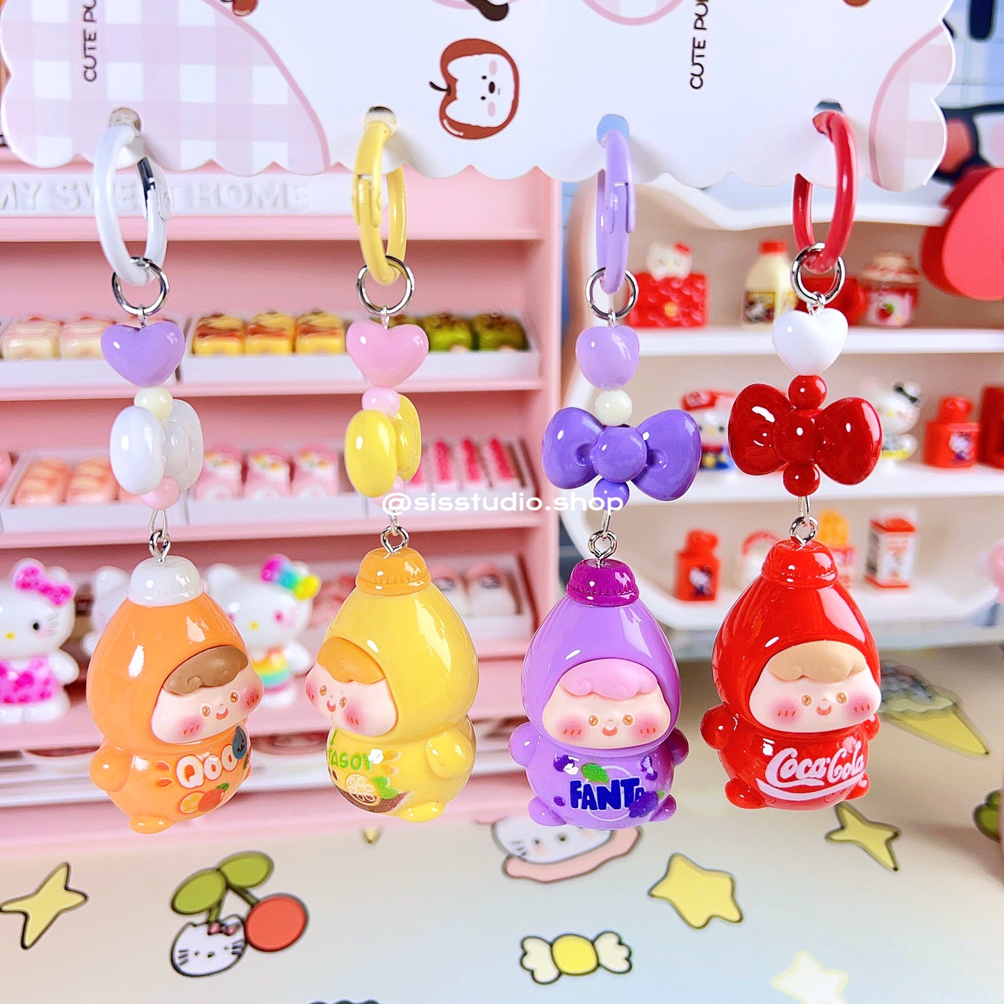 Colgante lindo del bolso del llavero de la torta del gatito