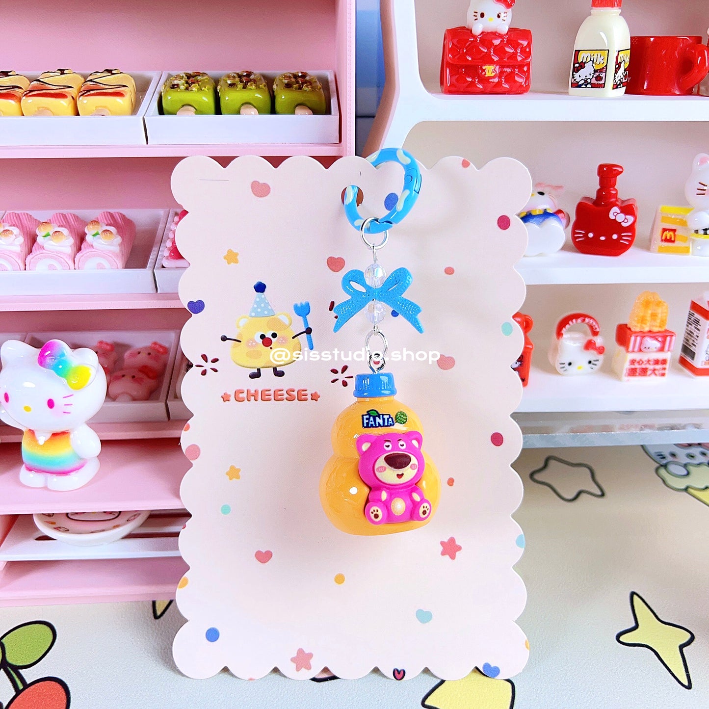 Colgante lindo del bolso del llavero de la torta del gatito