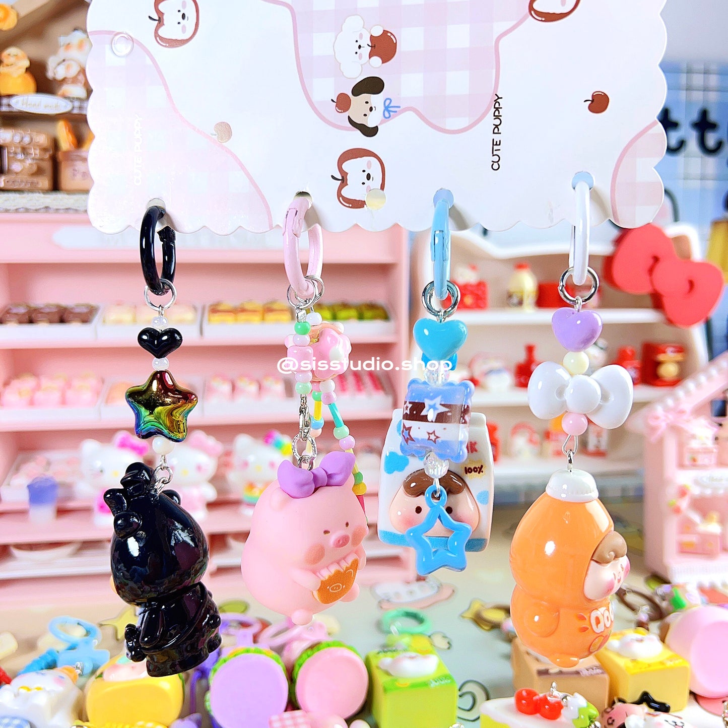 Colgante lindo del bolso del llavero de la torta del gatito