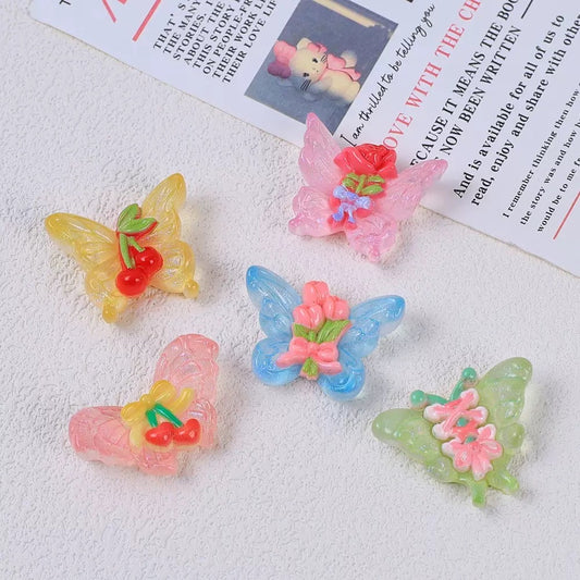 Crystal Butterfly Flowers Charms