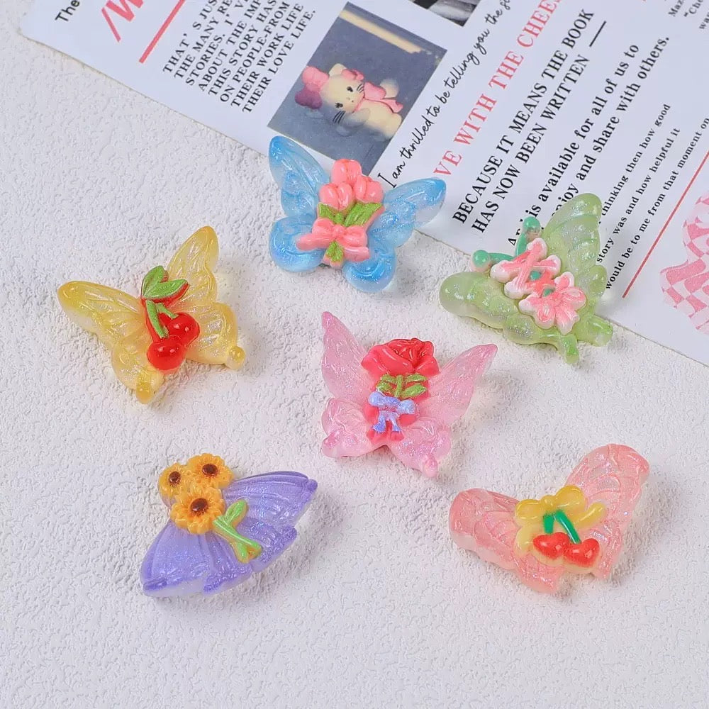 Crystal Butterfly Flowers Charms
