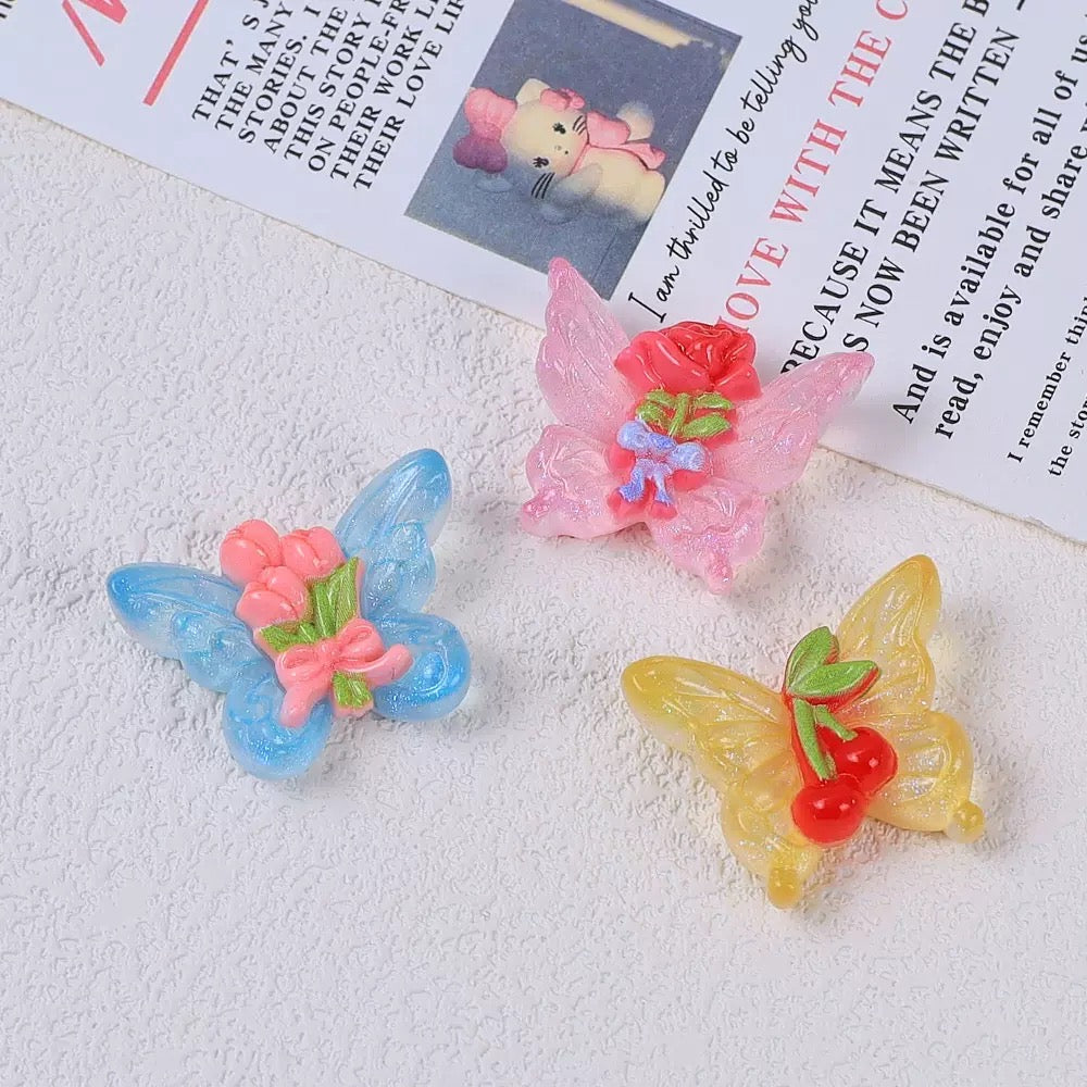 Crystal Butterfly Flowers Charms