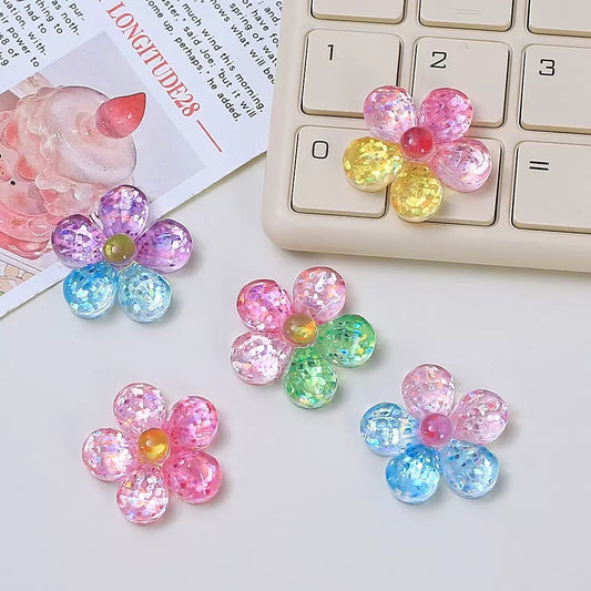 Transparent Crystal Flowers Charms