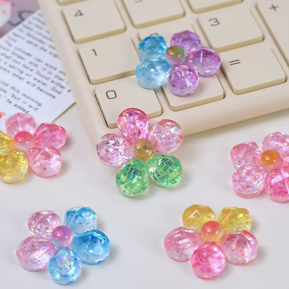 Transparent Crystal Flowers Charms