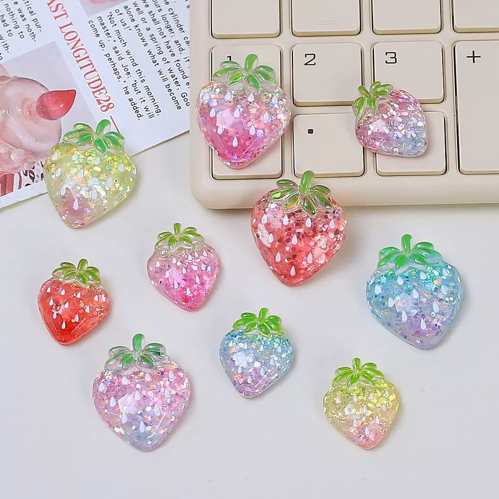 Two Size Crystal Strawberry Charms