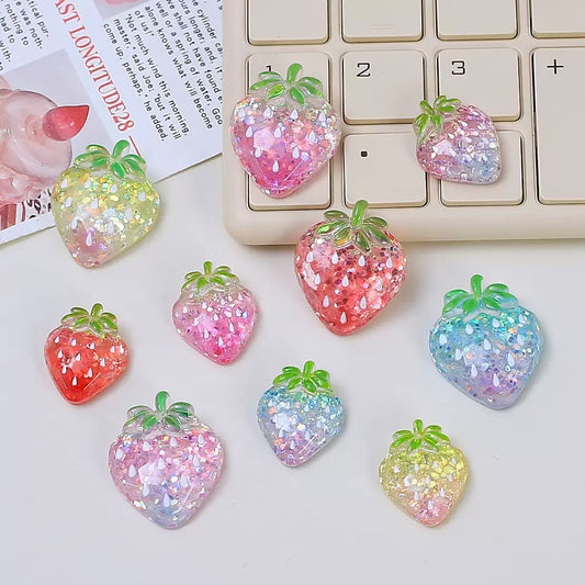 Two Size Crystal Strawberry Charms