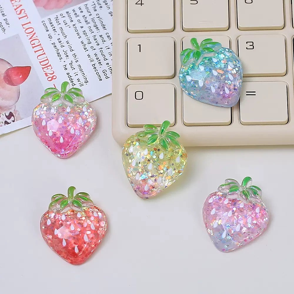 Two Size Crystal Strawberry Charms