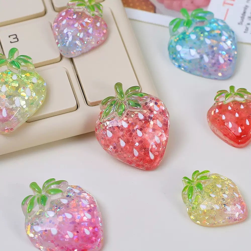 Two Size Crystal Strawberry Charms