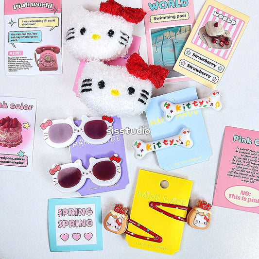 Kitty Set Red Series Hair Clips