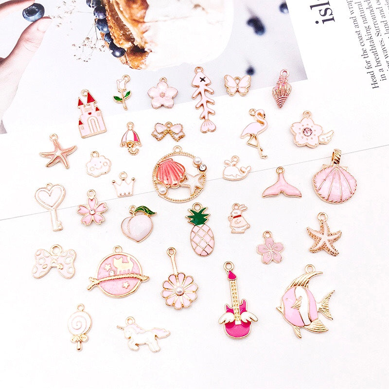 New Pink Alloy Charms For Jewelry Making