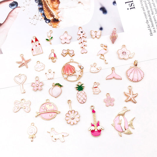 New Pink Alloy Charms For Jewelry Making