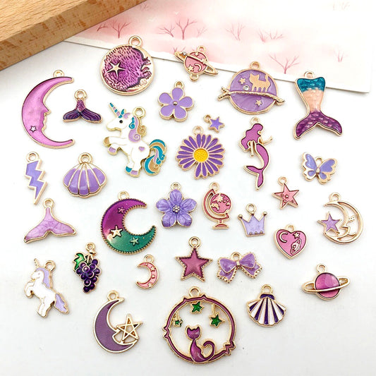 New Purple Alloy Charms For Jewelry Making