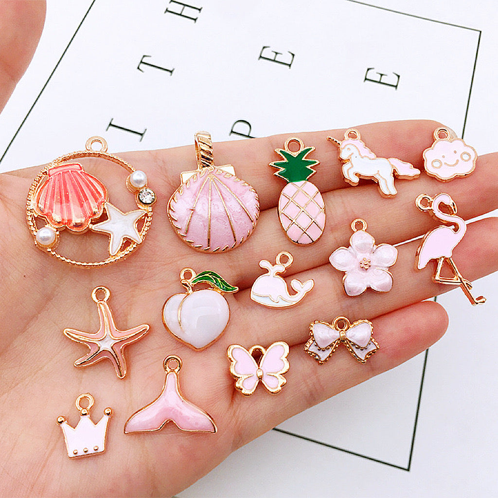 New Pink Alloy Charms For Jewelry Making