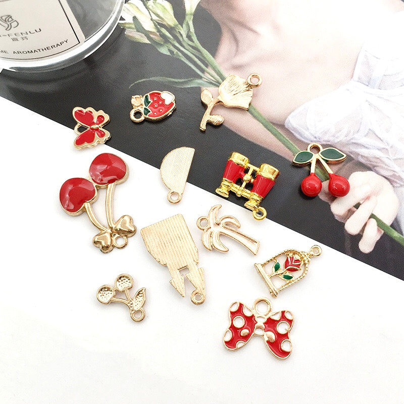 New Red Alloy Charms For Jewelry Making