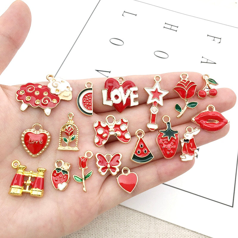 New Red Alloy Charms For Jewelry Making