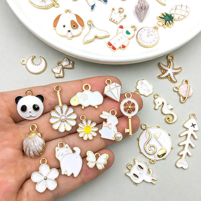 New White Alloy Charms For Jewelry Making