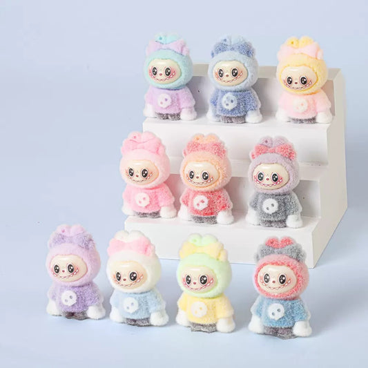 3D Flocked Labubu Dress Up Toy Figurine