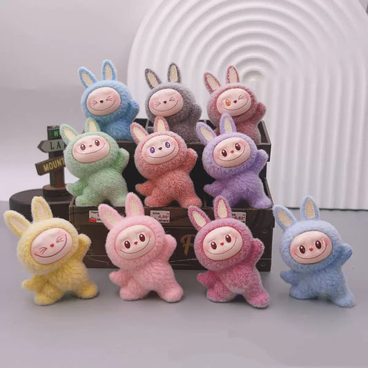 3D Flocked Labubu Gymnastics Toy Figurine