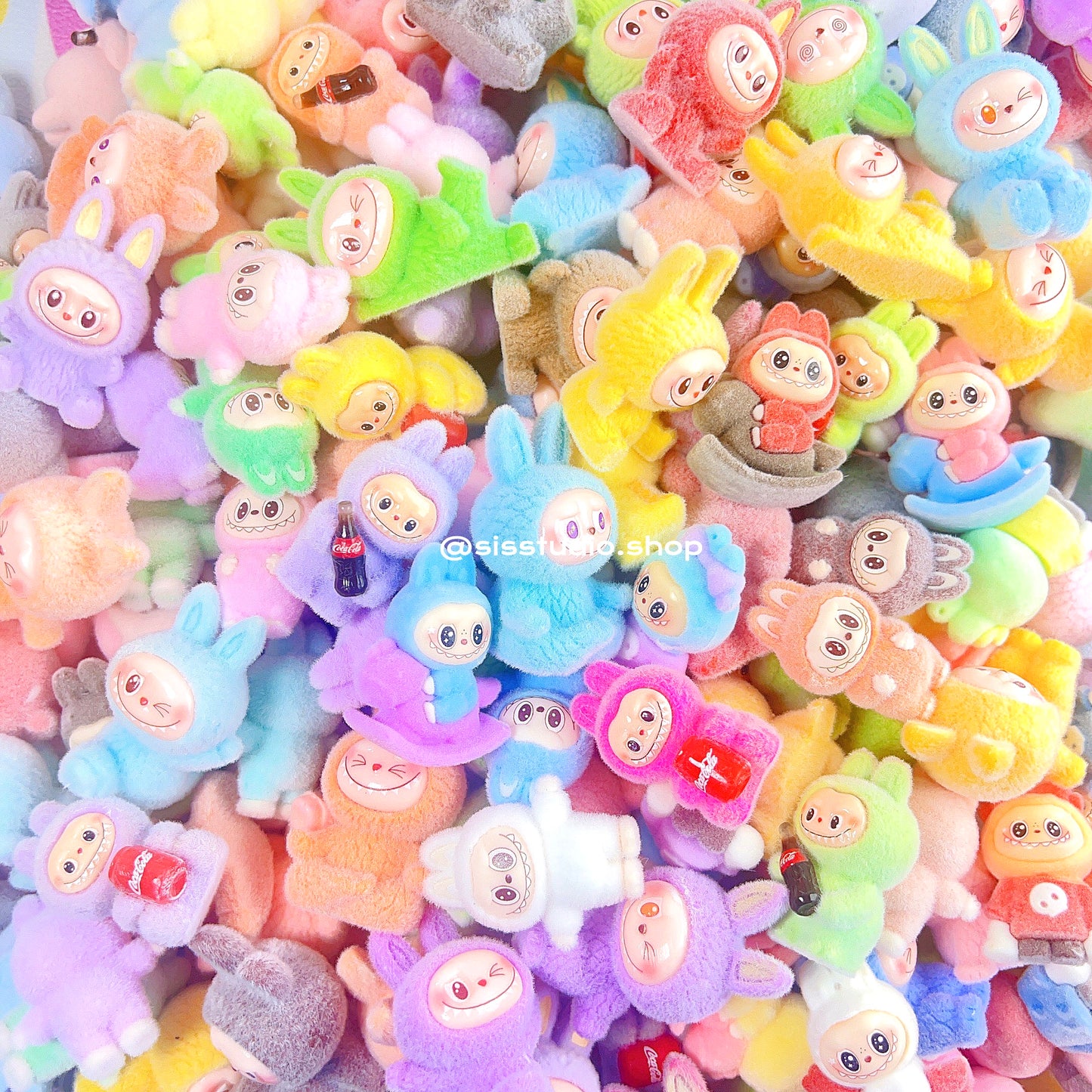 Medium Size Flocking Labubu Charms Mixed