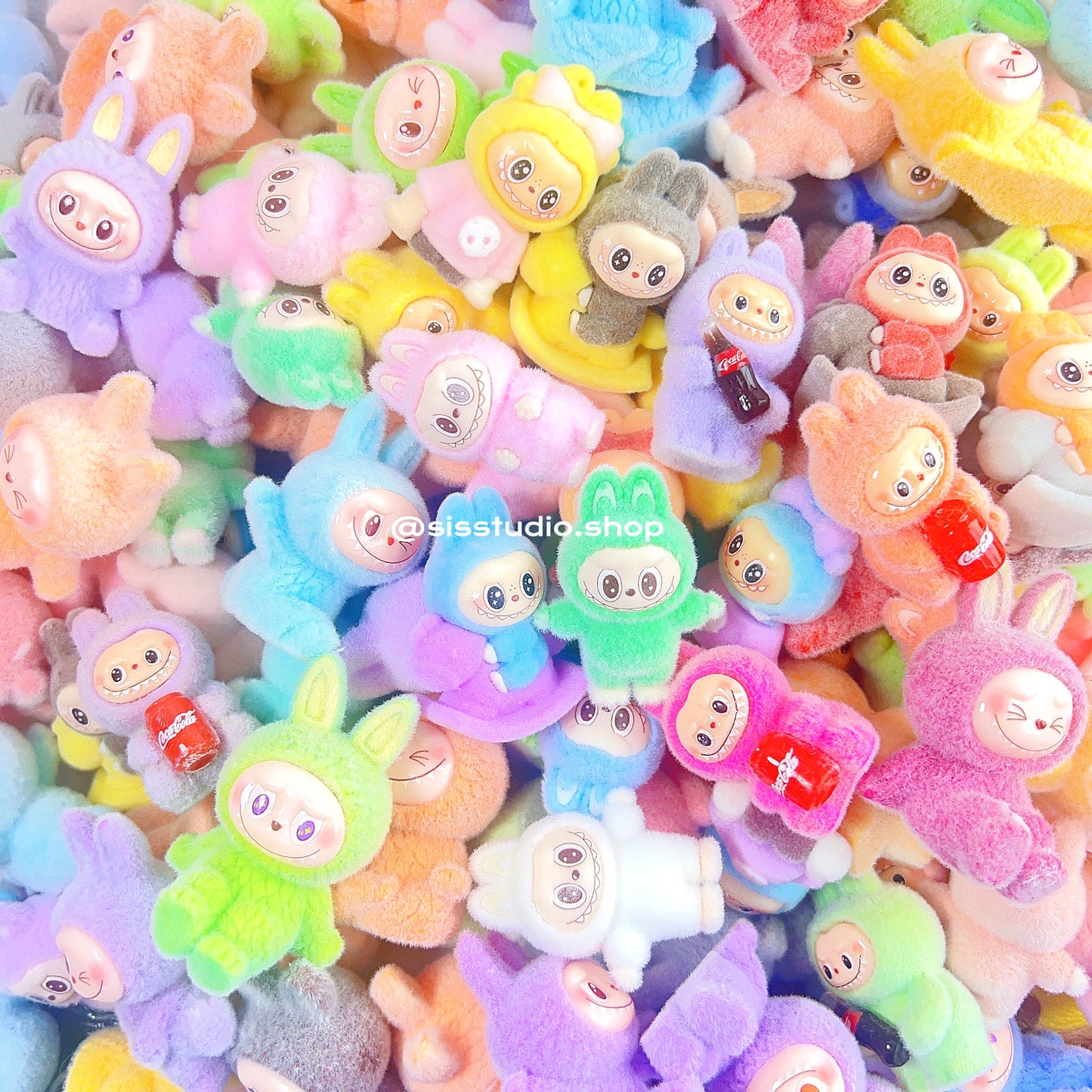 Medium Size Flocking Labubu Charms Mixed