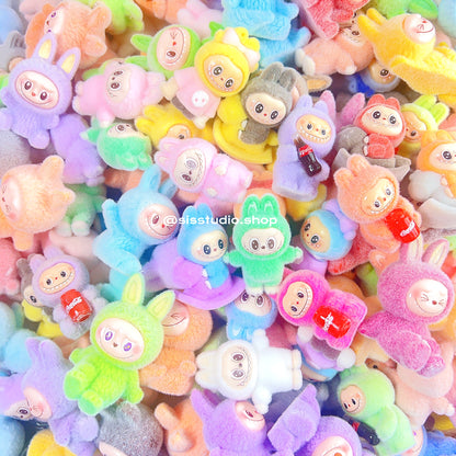 Medium Size Flocking Labubu Charms Mixed