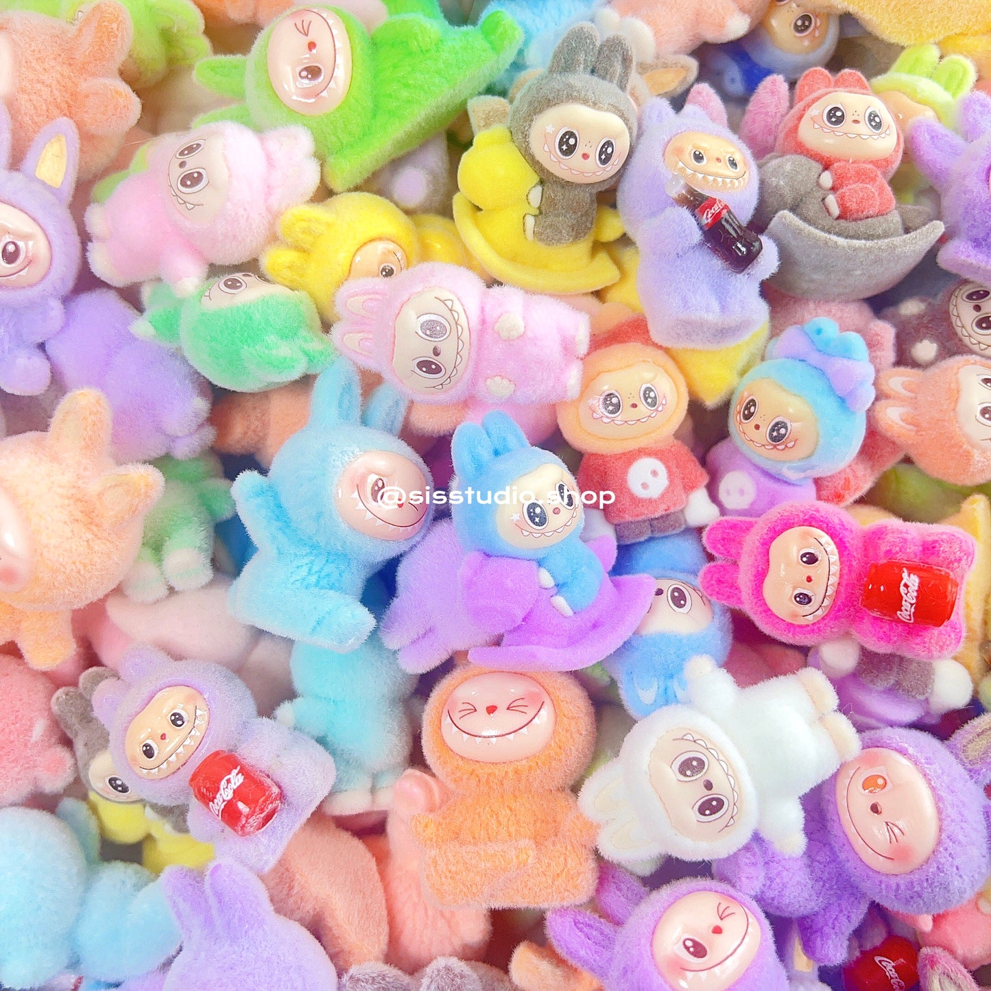 Medium Size Flocking Labubu Charms Mixed