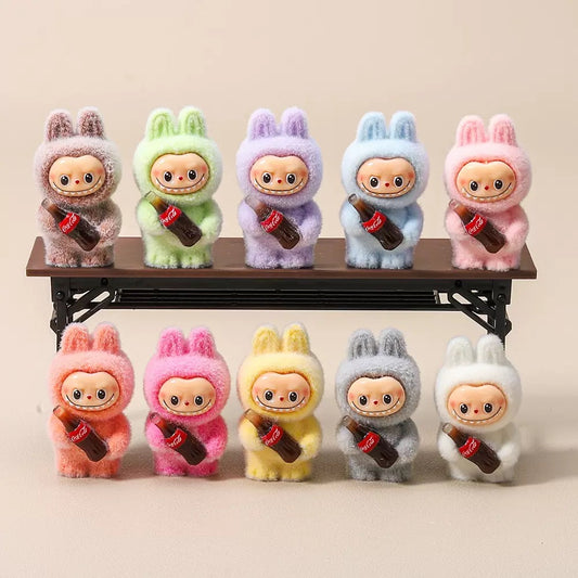3D Flocked Labubu Cola Bottle Toy Figurine