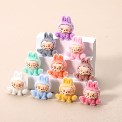 3D Labubu Flocking Toy Figurine