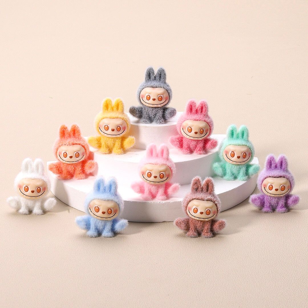 3D Labubu Flocking Toy Figurine