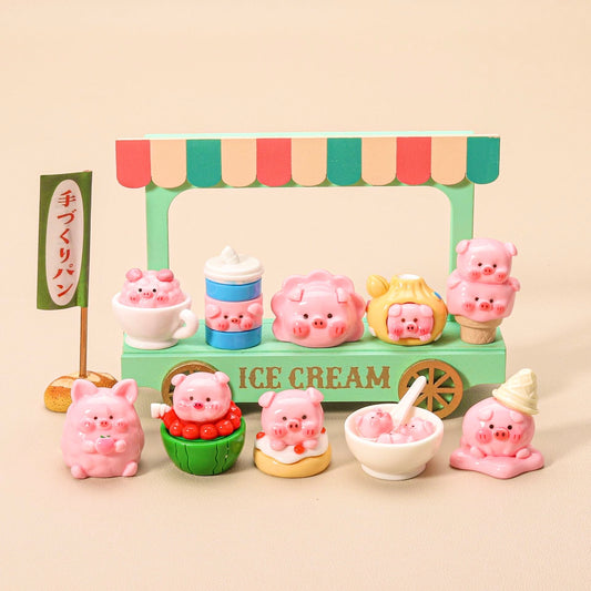 3D Cartoon Piggy Food Toy Figurine