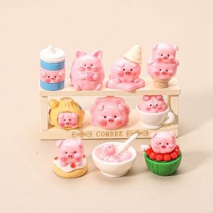 3D Cartoon Piggy Food Toy Figurine