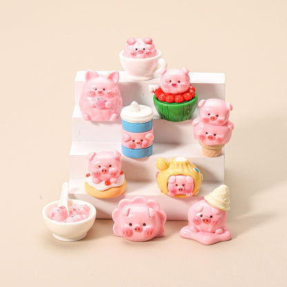 3D Cartoon Piggy Food Toy Figurine