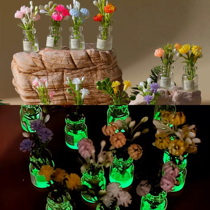 Luminous Glass Bottle Flower Charm