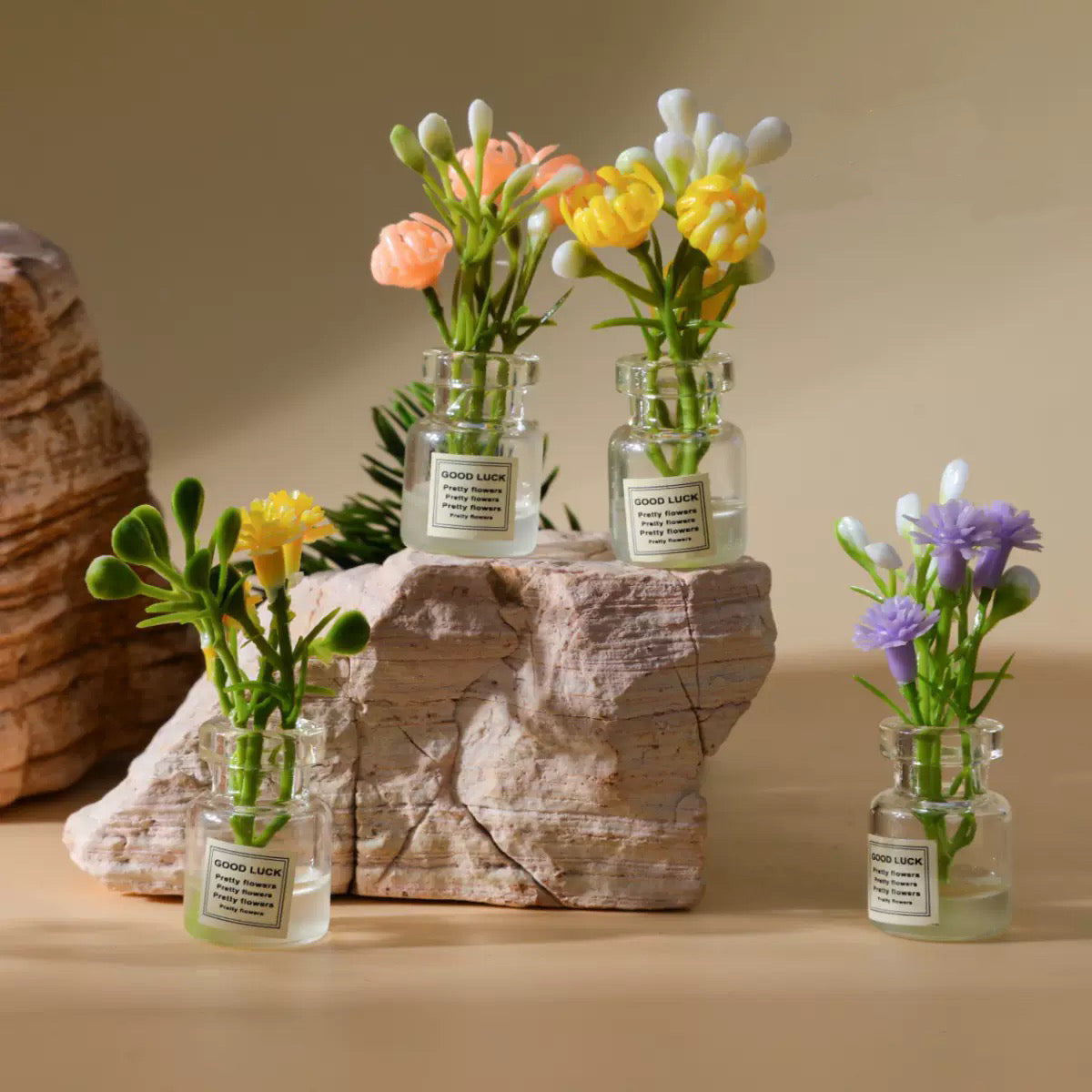 Luminous Glass Bottle Flower Charm