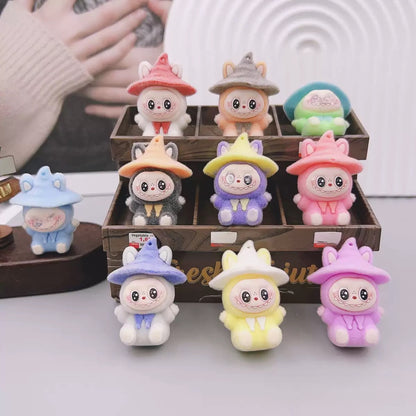 3D Flocked Labubu Halloween Witch Figurine