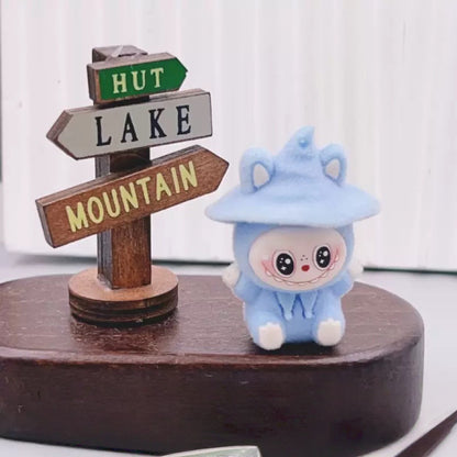 3D Flocked Labubu Halloween Witch Figurine