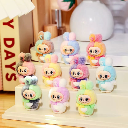 3D Flocked Color Block Labubu Figurine