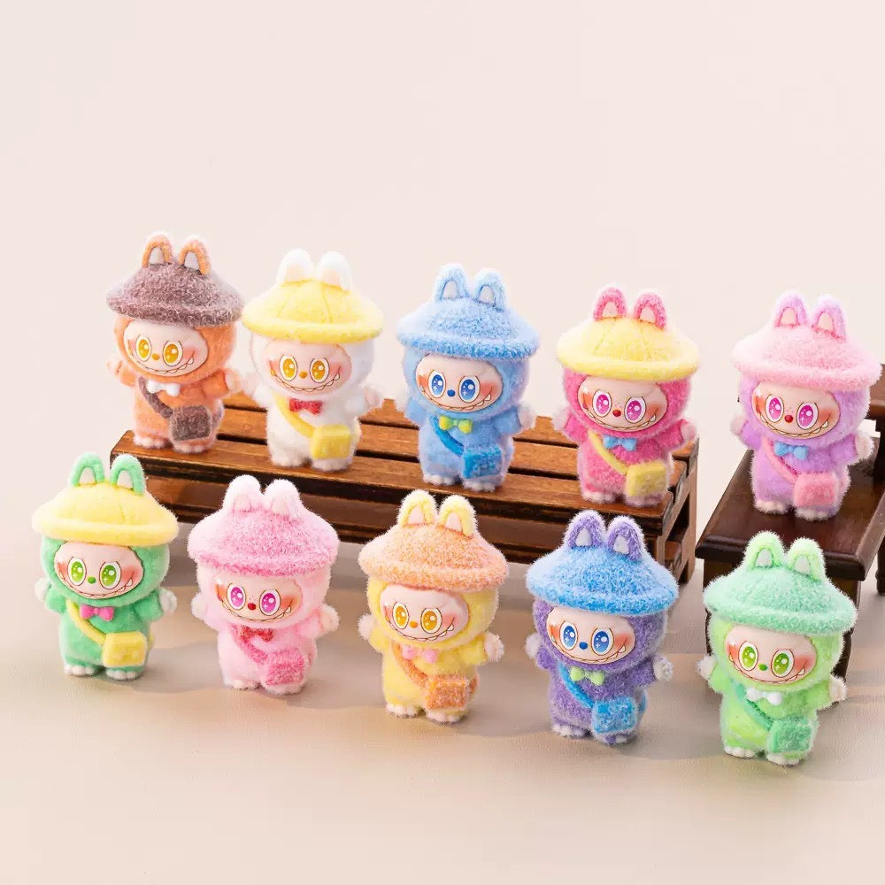 3D Flocked Labubu Small Bag Figurine