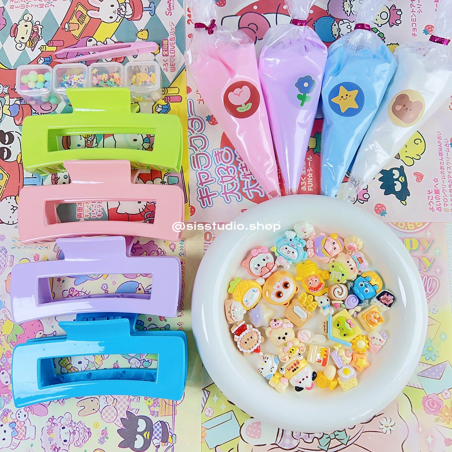 4PCS HAIR CLAWS DEOCEDN DIY KIT