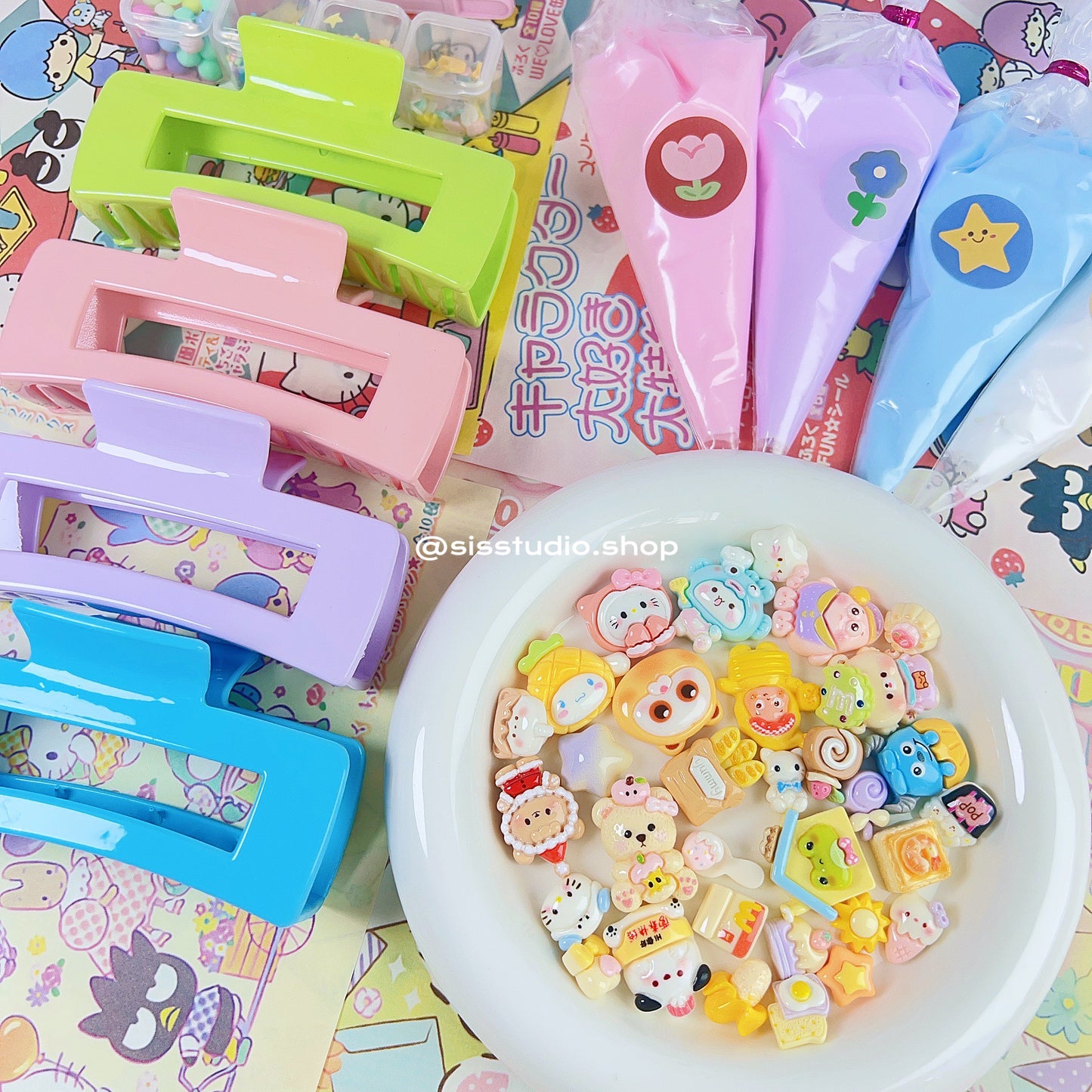 4PCS HAIR CLAWS DEOCEDN DIY KIT