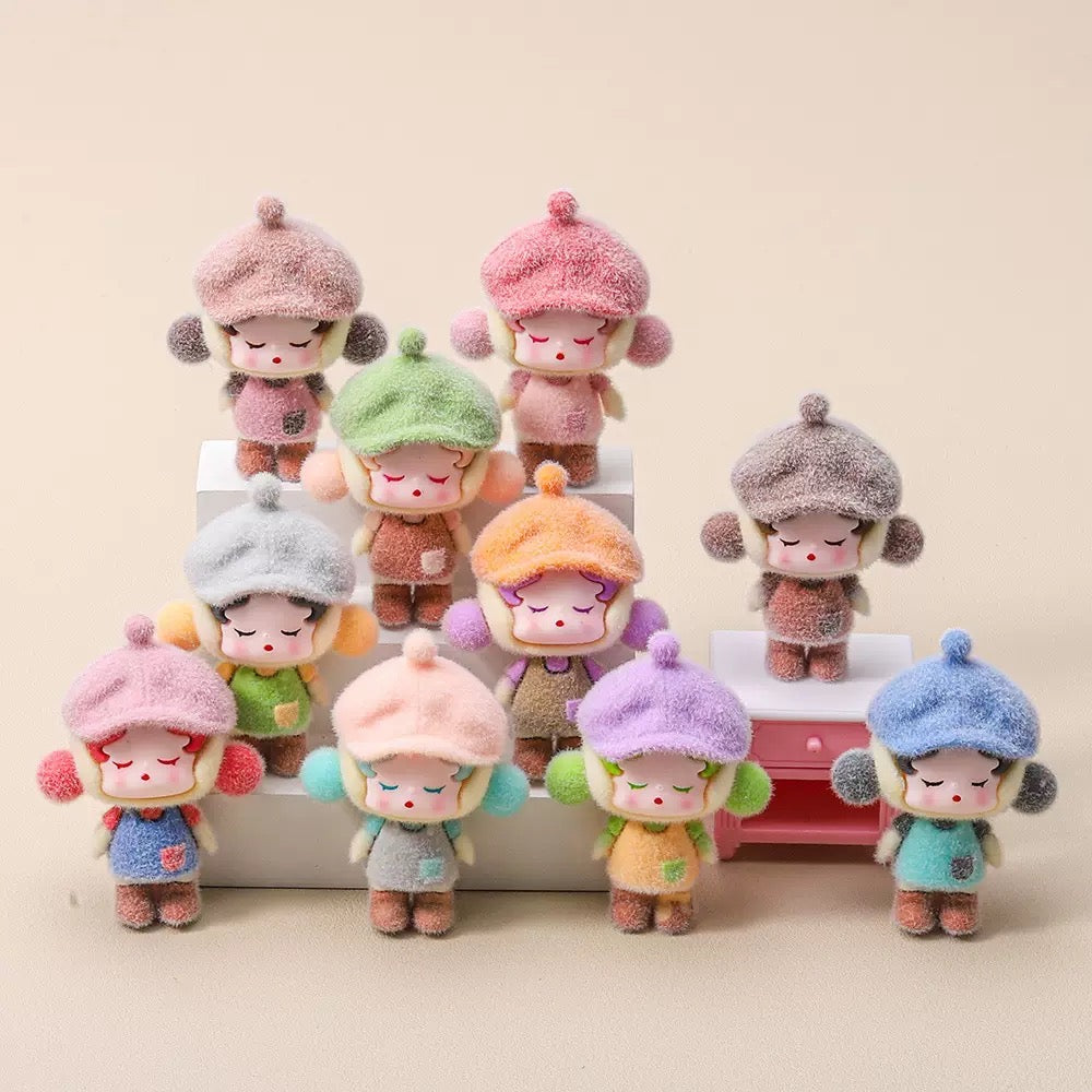 3D Flocked Skull Panda Figurine