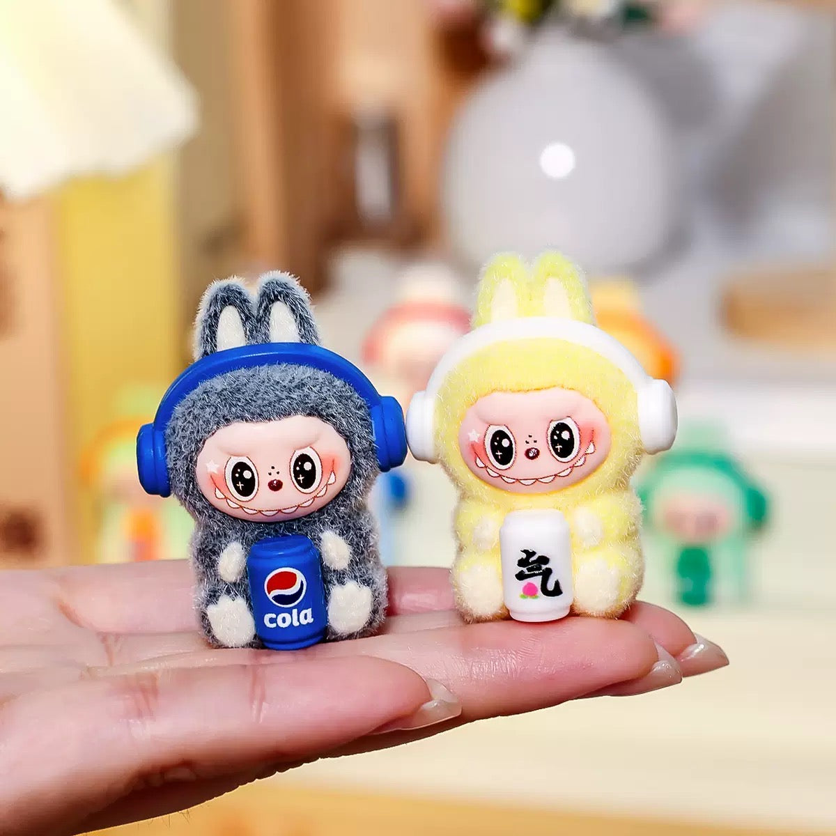 3D Flocked Labubu Beverage Figurine