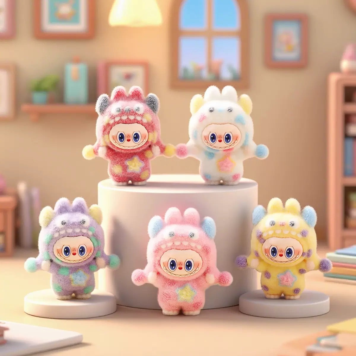 3D Flocked Labubu Monster Figurine